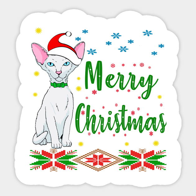 Merry Christmas. Hairless cat Desing. Holiday Gifts Sticker by albaley